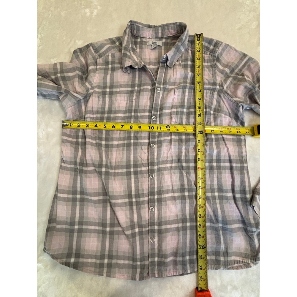 Croft & Barrow Womens XL Pink Grey Plaid Button Down Shirt Long Sleeve Pockets - Picture 4 of 5